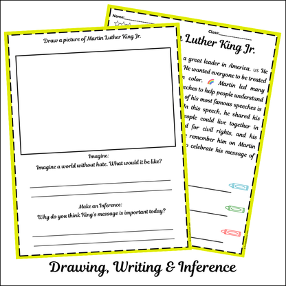 Martin Luther King Jr. | Short Reading Comprehension Creative Worksheet