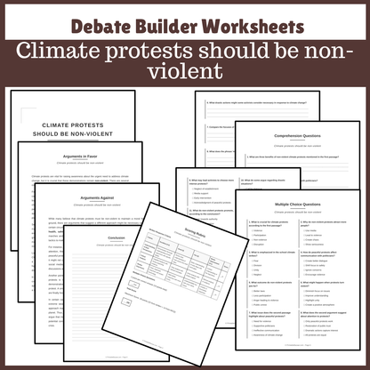 Climate protests should be non-violent | Favour and Against Worksheet Printable Activity