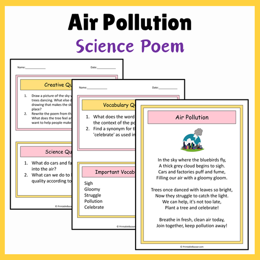 Air Pollution | Science Poem Reading Comprehension Activity