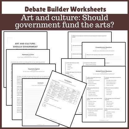 Art and culture: Should government fund the arts? | Favour and Against Worksheet Printable Activity