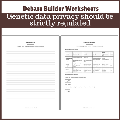 Genetic data privacy should be strictly regulated | Favour and Against Worksheet Printable Activity