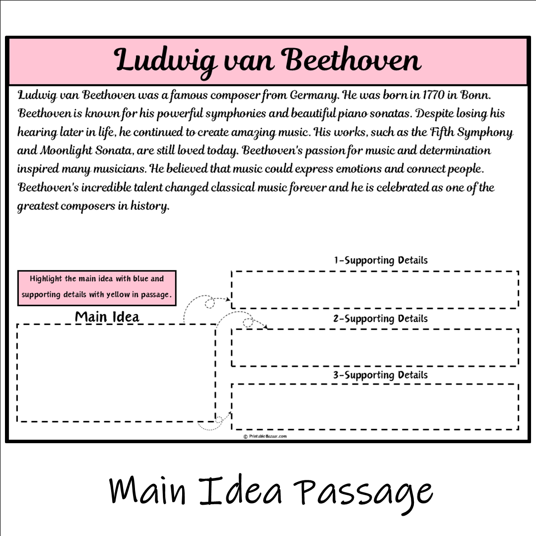 Ludwig van Beethoven | Main Idea and Supporting Details Reading Passage and Questions