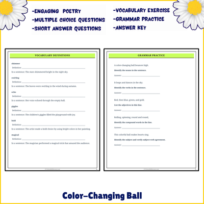 Color-Changing Ball | Poem Grammar Worksheet Printable Activity