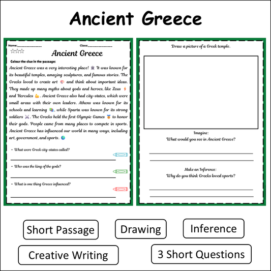 Ancient Greece | Short Reading Comprehension Creative Worksheet