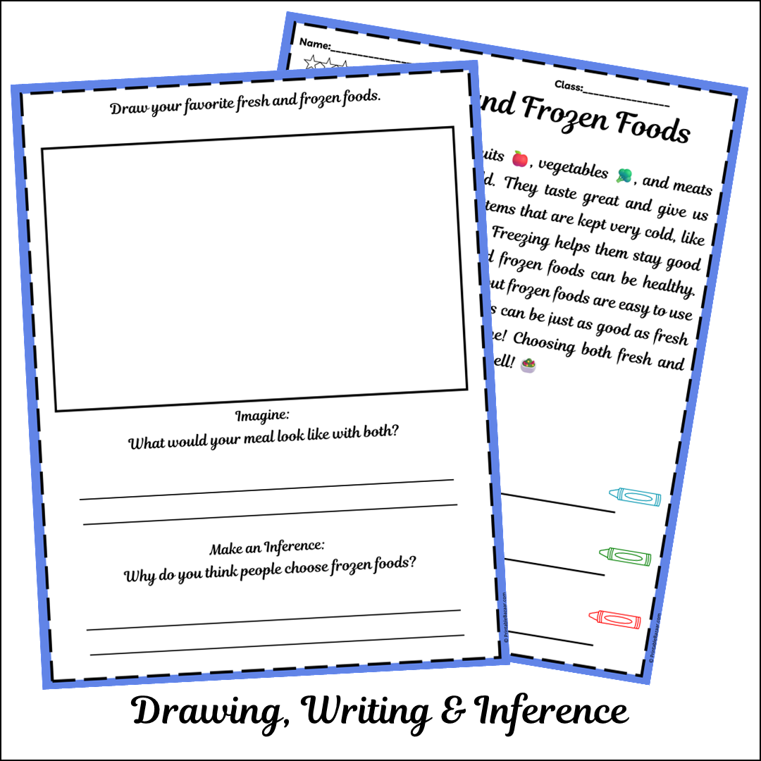 Fresh and Frozen Foods | Short Reading Comprehension Creative Worksheet