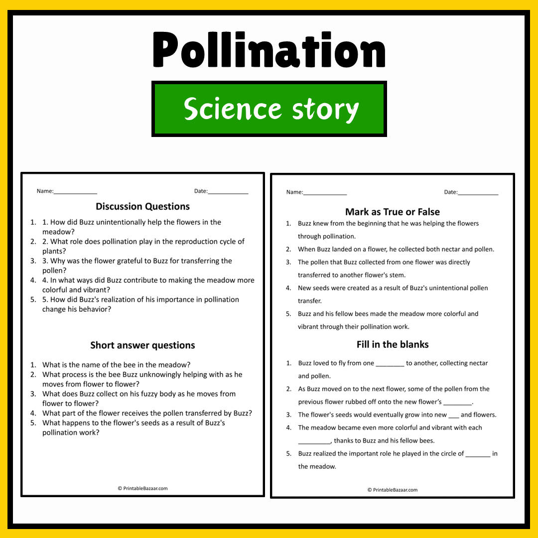 Pollination | Science Story Reading Comprehension Activity