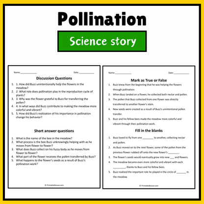 Pollination | Science Story Reading Comprehension Activity