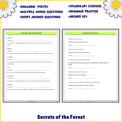 Secrets of the Forest | Poem Grammar Worksheet Printable Activity