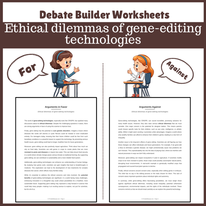 Ethical dilemmas of gene-editing technologies | Favour and Against Worksheet Printable Activity