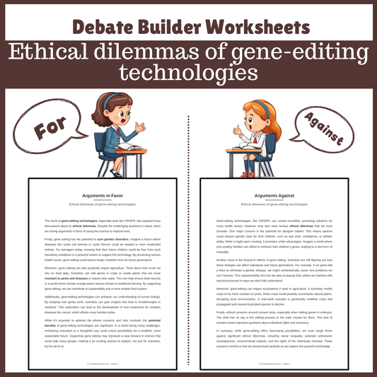 Ethical dilemmas of gene-editing technologies | Favour and Against Worksheet Printable Activity