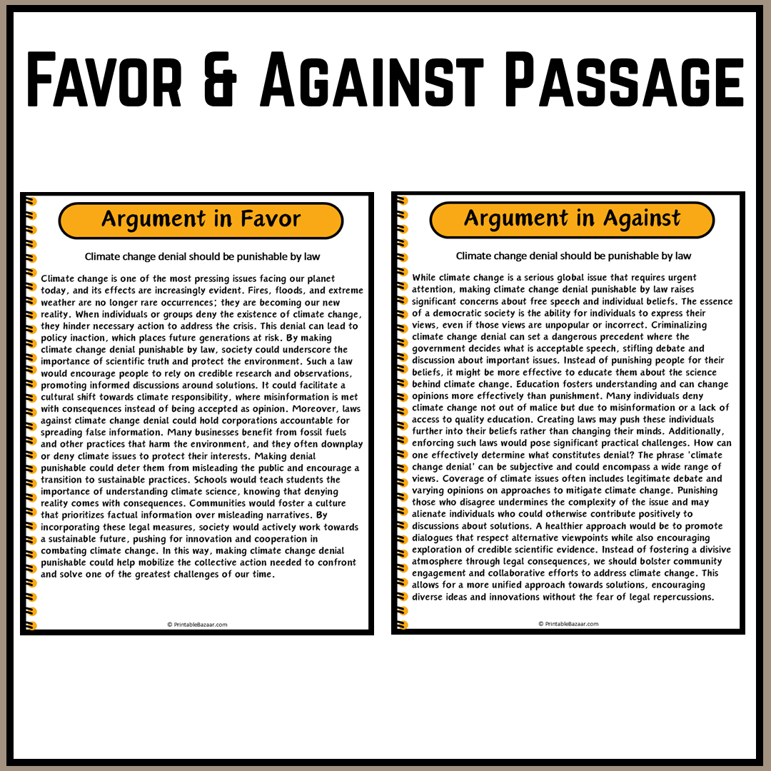 Climate change denial should be punishable by law | Debate Case Study Worksheet