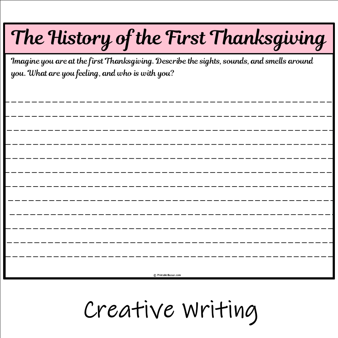 The History of the First Thanksgiving | Main Idea and Supporting Details Reading Passage and Questions