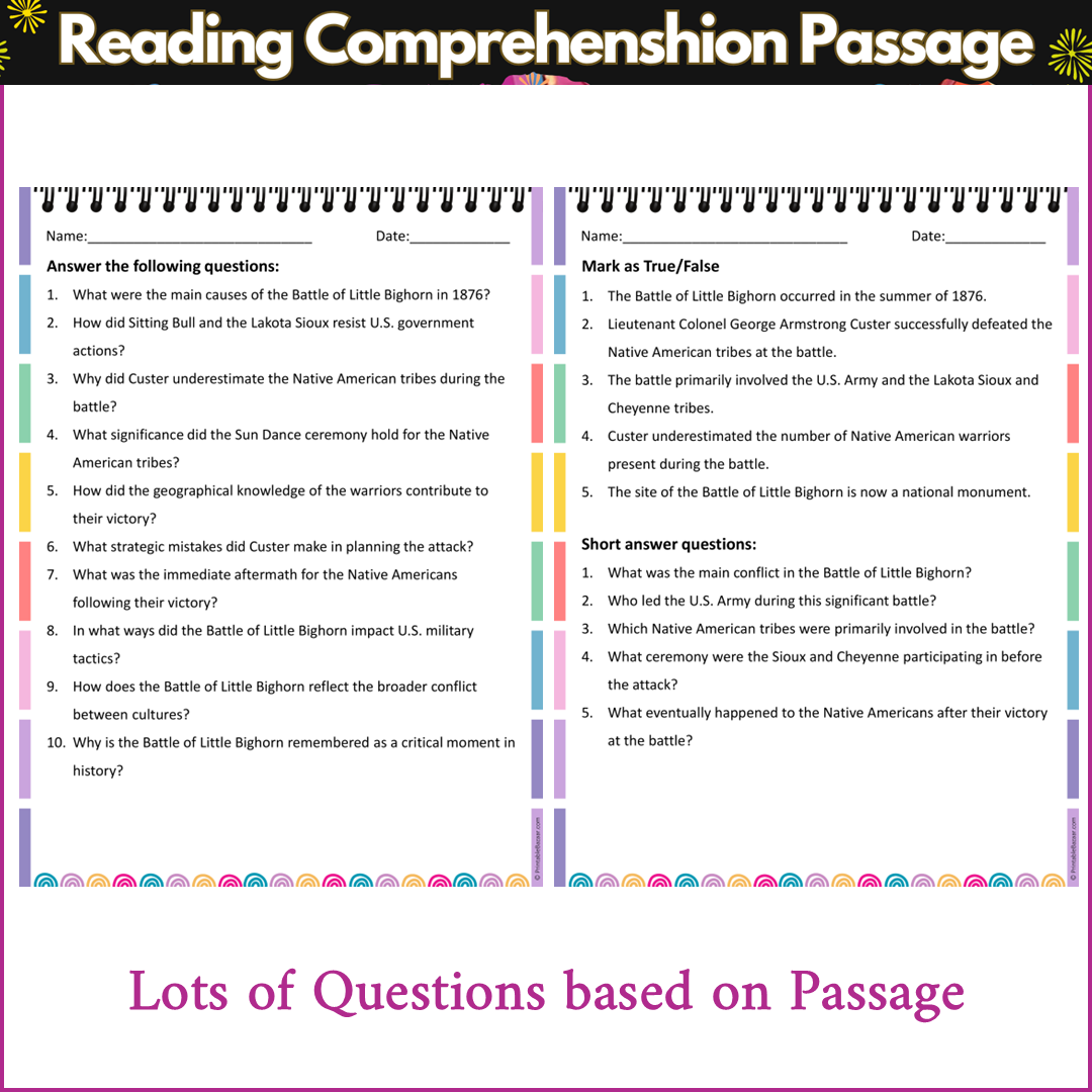 Battle of Little Bighorn | Reading Comprehension Passage and Questions