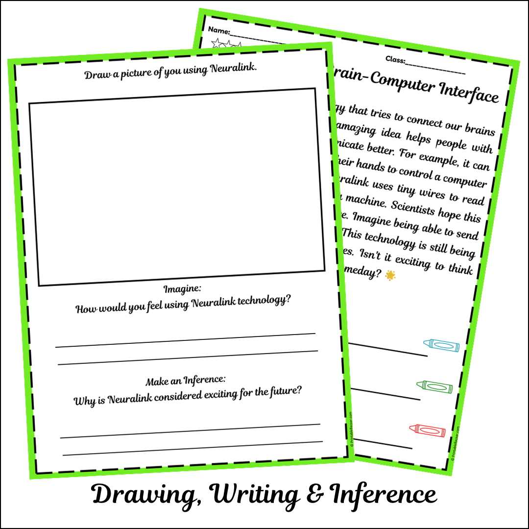 Neuralink Brain-Computer Interface | Short Reading Comprehension Creative Worksheet