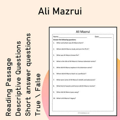 Ali Mazrui | Reading Comprehension Passage Printable Activity