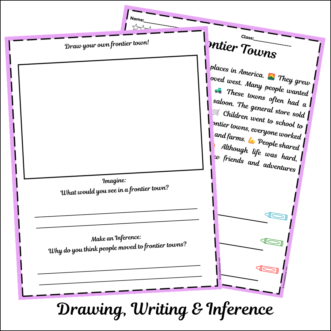 Frontier Towns | Short Reading Comprehension Creative Worksheet