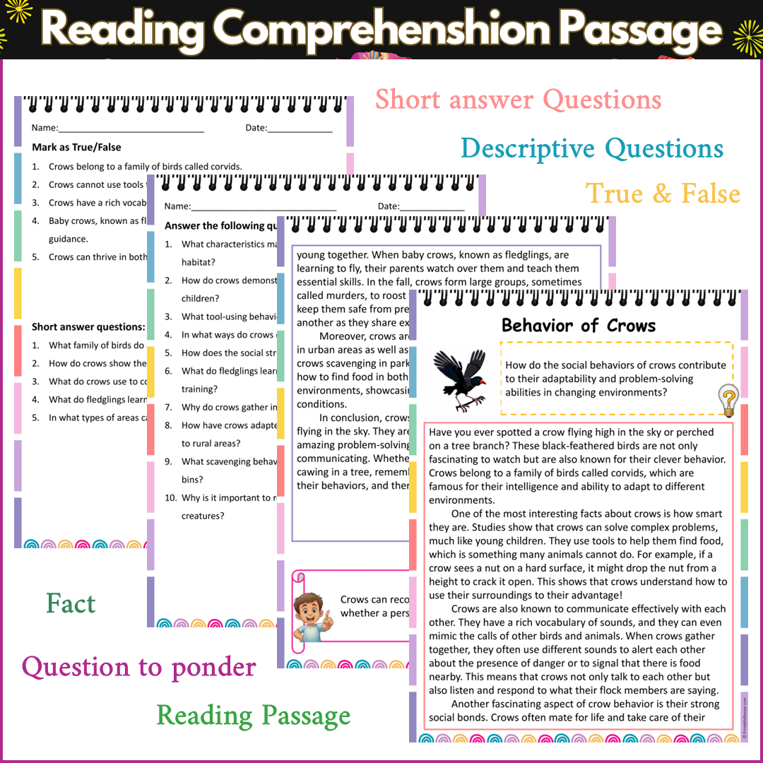 Behavior of Crows | Reading Comprehension Passage and Questions