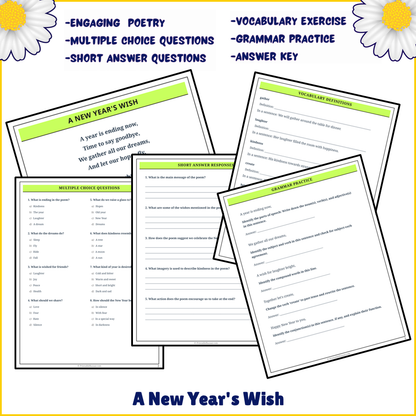 A New Year's Wish | Poem Grammar Worksheet Printable Activity