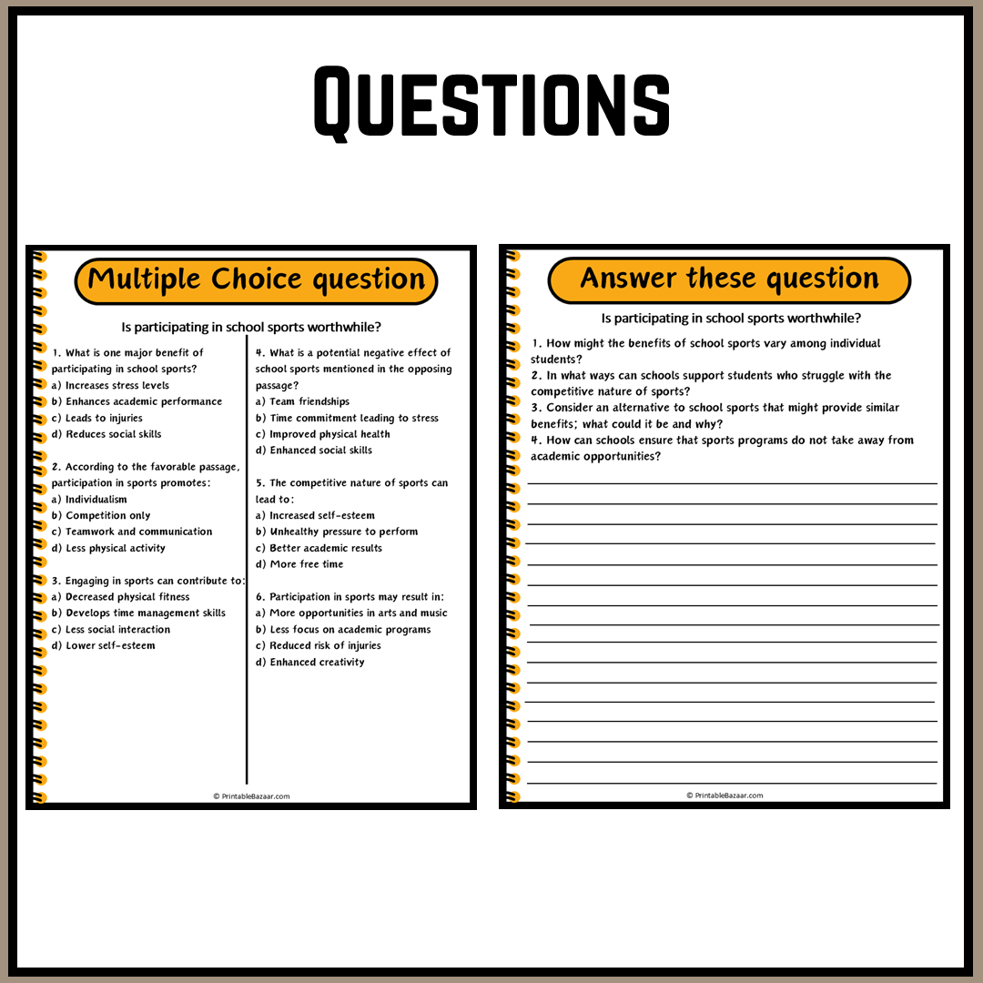 Is participating in school sports worthwhile? | Debate Case Study Worksheet