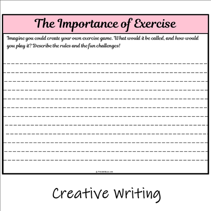 The Importance of Exercise | Main Idea and Supporting Details Reading Passage and Questions