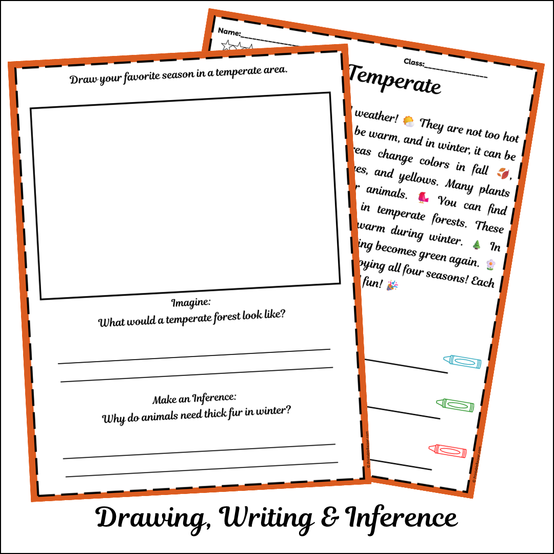 Temperate | Short Reading Comprehension Creative Worksheet