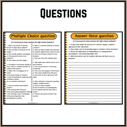 Is it necessary to have mentors for high school students? | Debate Case Study Worksheet