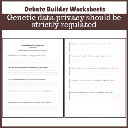 Genetic data privacy should be strictly regulated | Favour and Against Worksheet Printable Activity