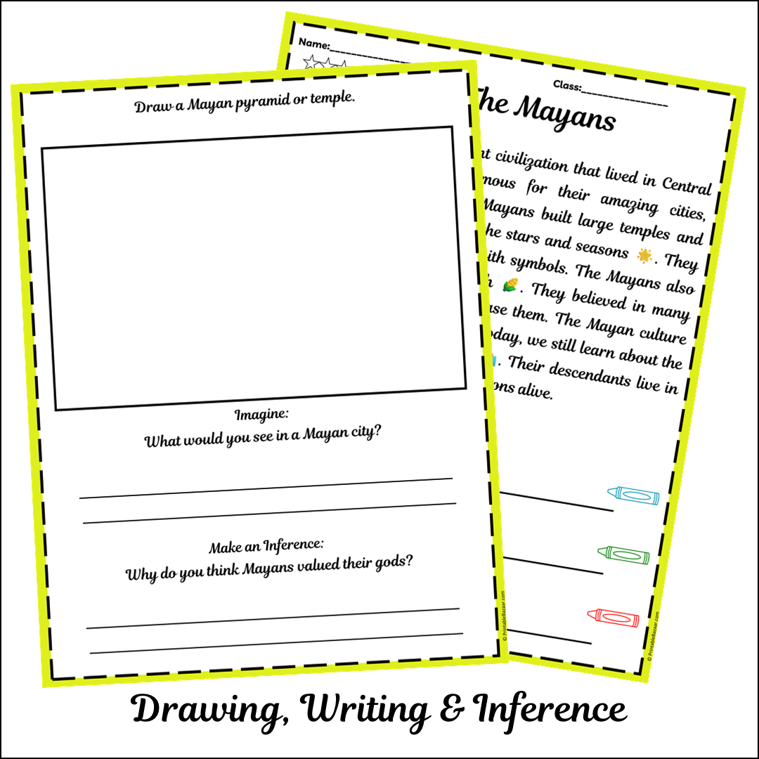 The Mayans | Short Reading Comprehension Creative Worksheet