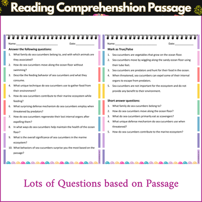 Behavior of Sea Cucumber | Reading Comprehension Passage and Questions