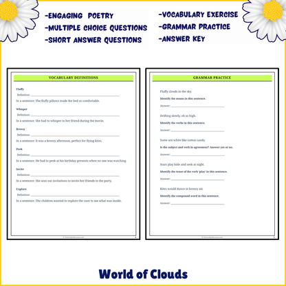 World of Clouds | Poem Grammar Worksheet Printable Activity