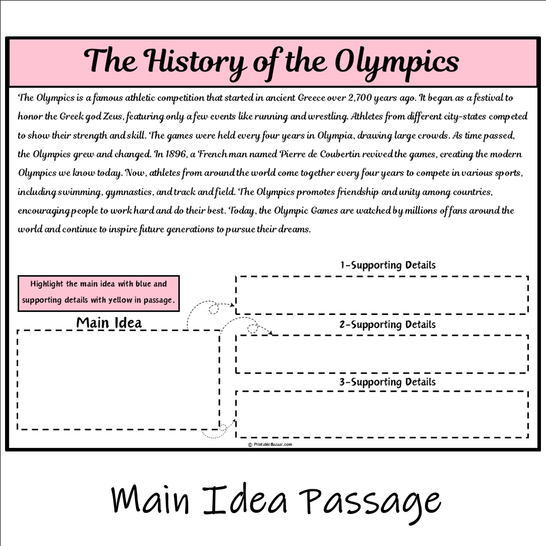 The History of the Olympics | Main Idea and Supporting Details Reading Passage and Questions