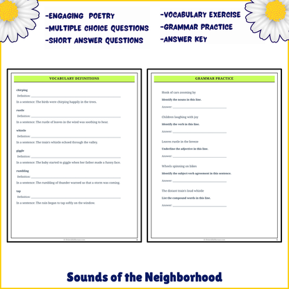 Sounds of the Neighborhood | Poem Grammar Worksheet Printable Activity