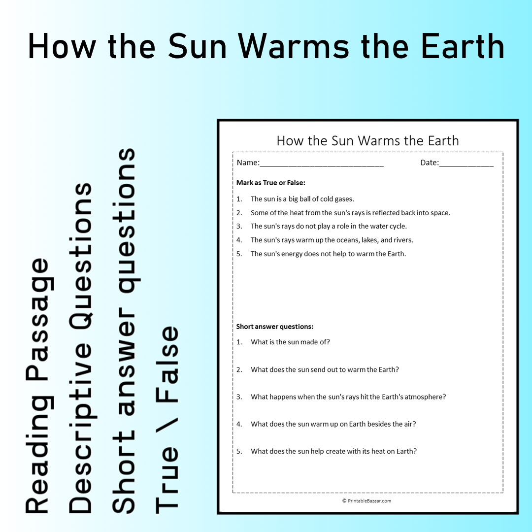 How the Sun Warms the Earth | Reading Comprehension Passage Printable Worksheet