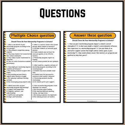 Should There Be Peer Mentorship Programs in Schools? | Debate Case Study Worksheet