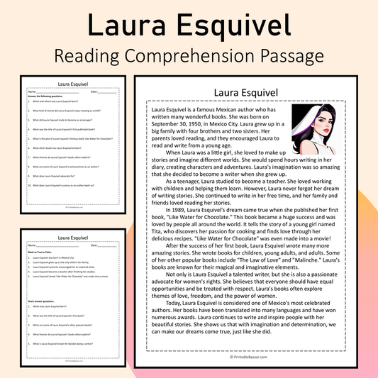 Laura Esquivel | Reading Comprehension Passage Printable Activity