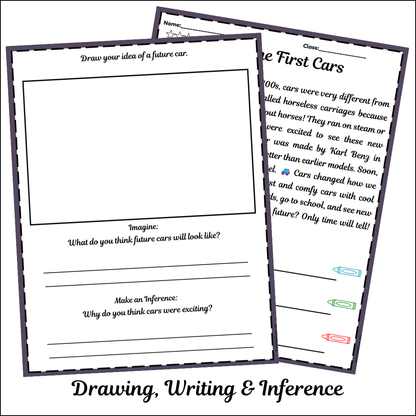 The First Cars | Short Reading Comprehension Creative Worksheet