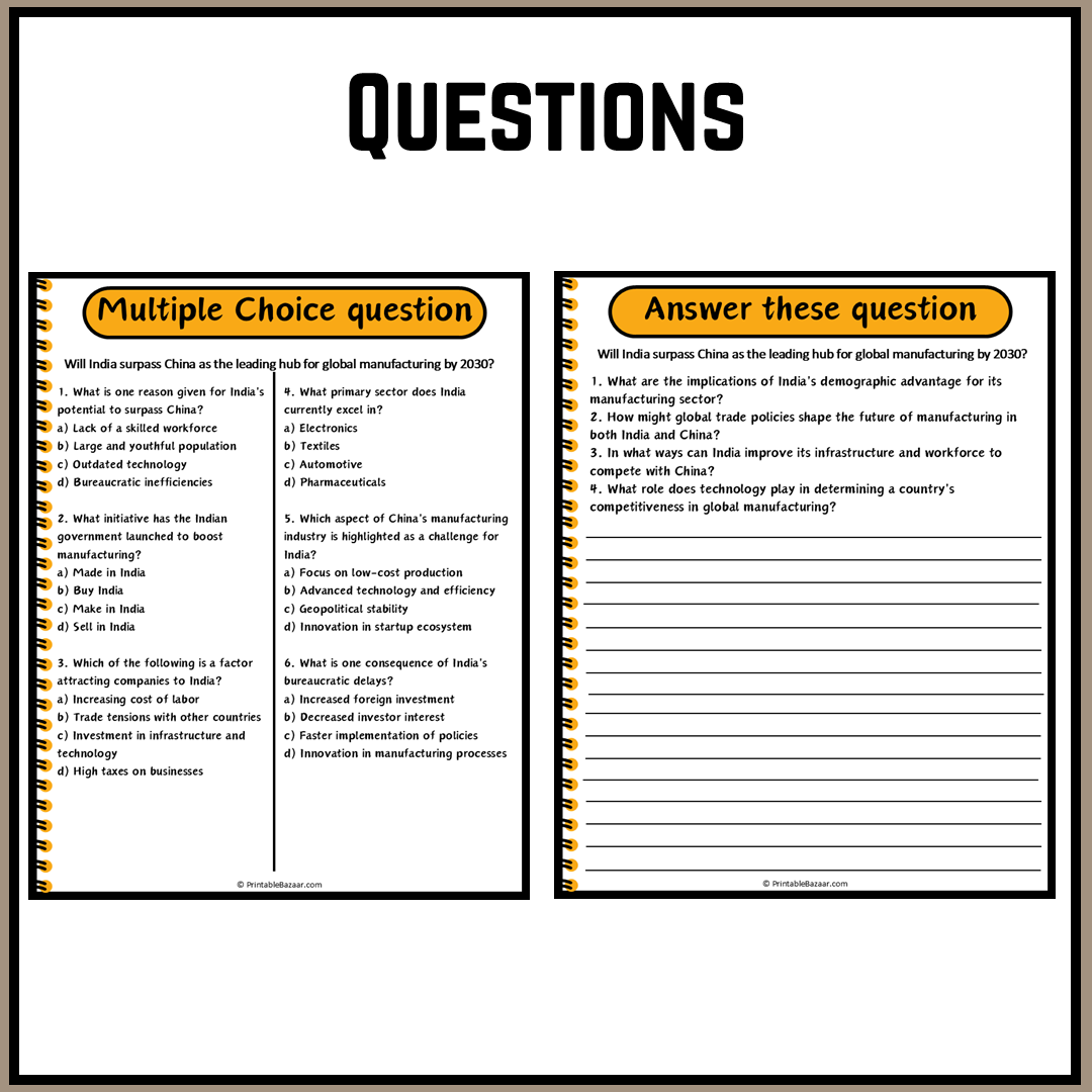 Will India surpass China as the leading hub for global manufacturing by 2030? | Debate Case Study Worksheet