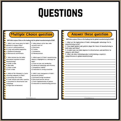 Will India surpass China as the leading hub for global manufacturing by 2030? | Debate Case Study Worksheet