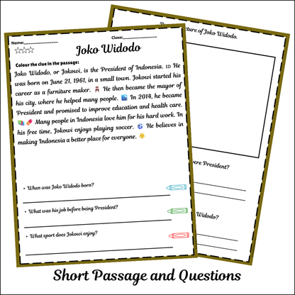 Joko Widodo | Short Reading Comprehension Creative Worksheet