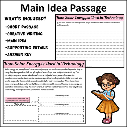 How Solar Energy is Used in Technology | Main Idea and Supporting Details Reading Passage and Questions