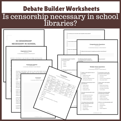 Is censorship necessary in school libraries? | Favour and Against Worksheet Printable Activity