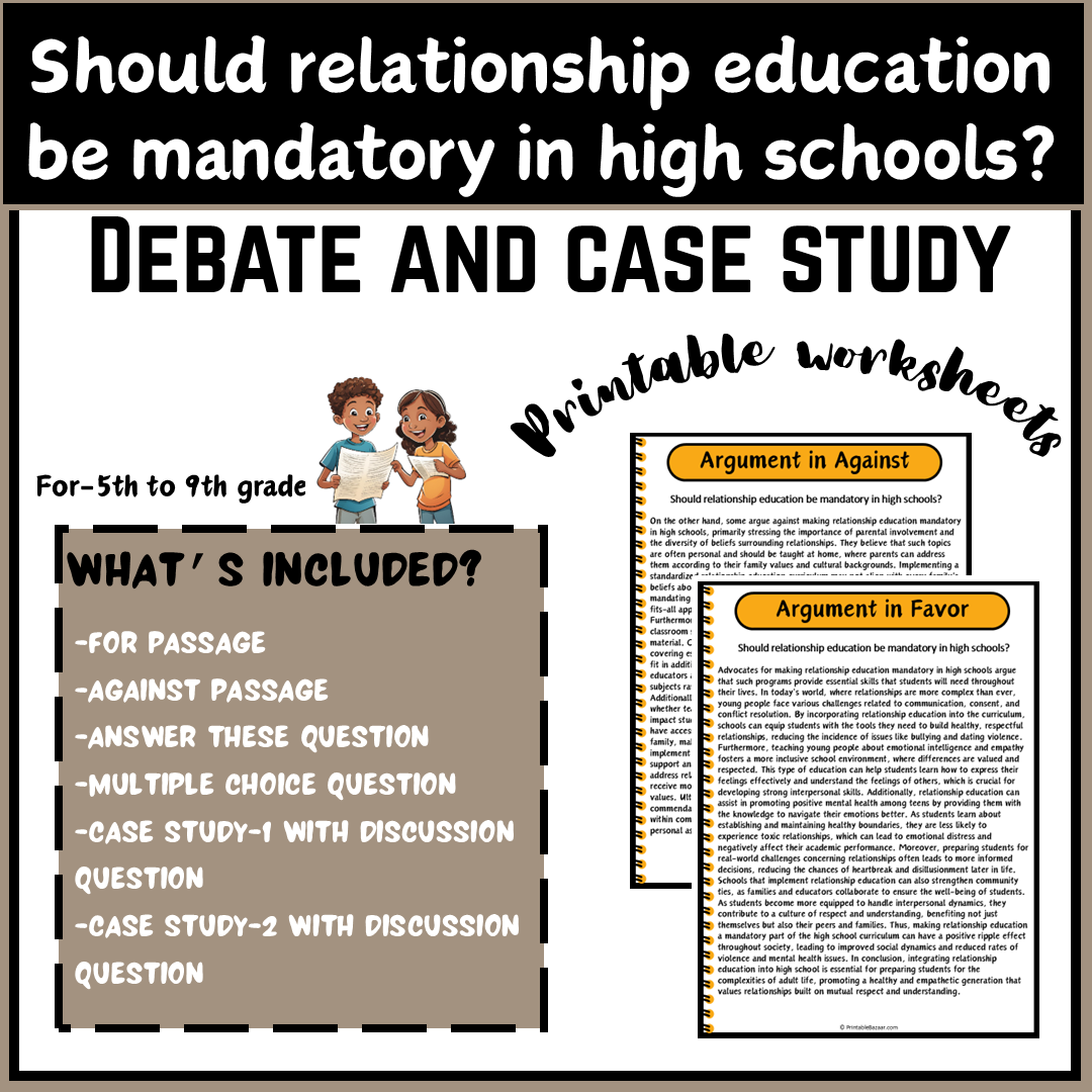 Should relationship education be mandatory in high schools? | Debate Case Study Worksheet