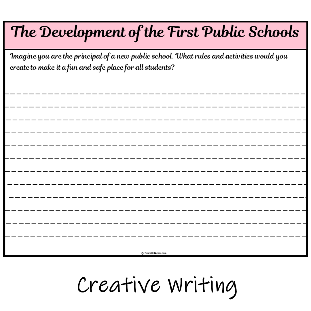 The Development of the First Public Schools | Main Idea and Supporting Details Reading Passage and Questions