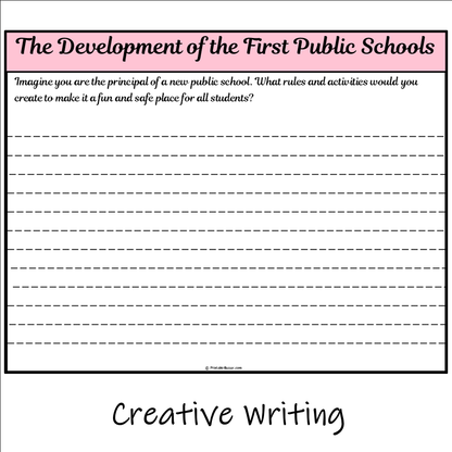 The Development of the First Public Schools | Main Idea and Supporting Details Reading Passage and Questions