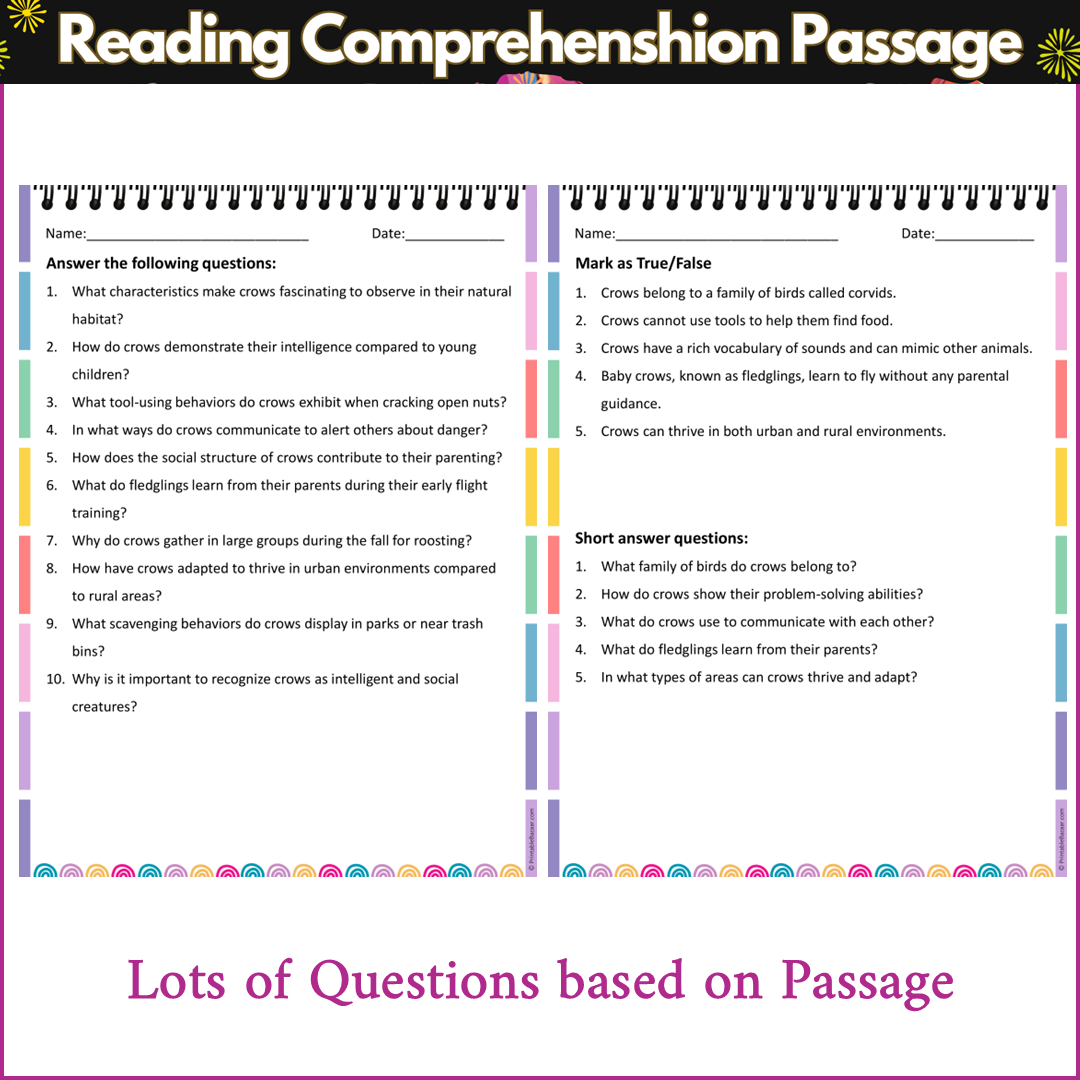 Behavior of Crows | Reading Comprehension Passage and Questions