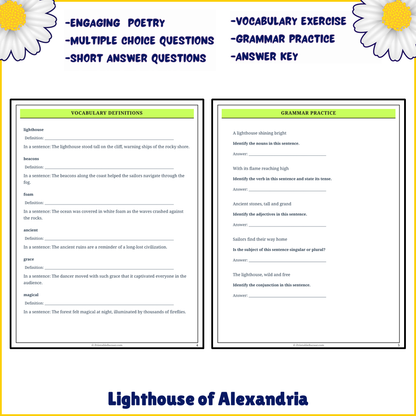 Lighthouse of Alexandria | Poem Grammar Worksheet Printable Activity