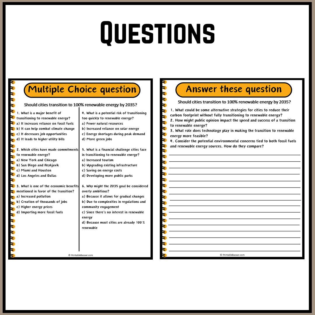 Should cities transition to 100% renewable energy by 2035? | Debate Case Study Worksheet