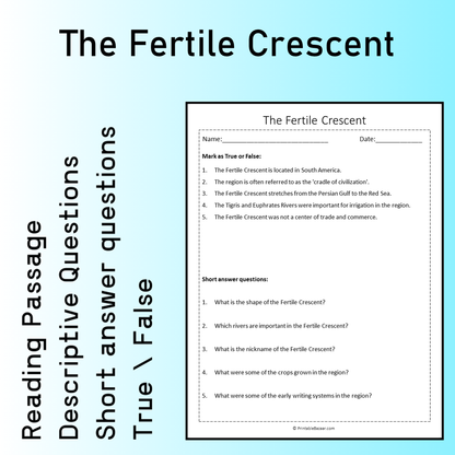 The Fertile Crescent | Reading Comprehension Passage Printable Worksheet