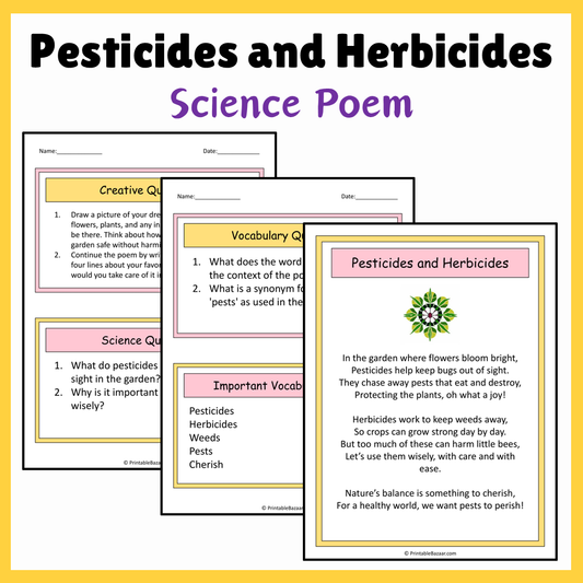 Pesticides and Herbicides | Science Poem Reading Comprehension Activity