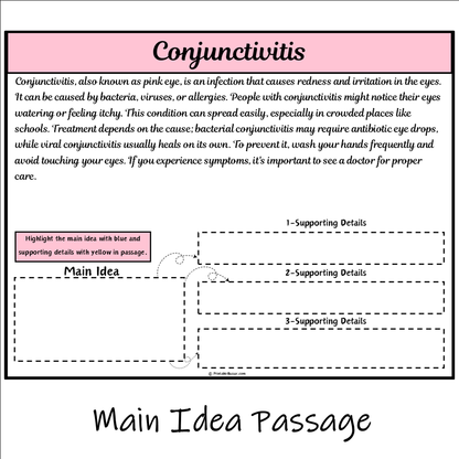 Conjunctivitis | Main Idea and Supporting Details Reading Passage and Questions